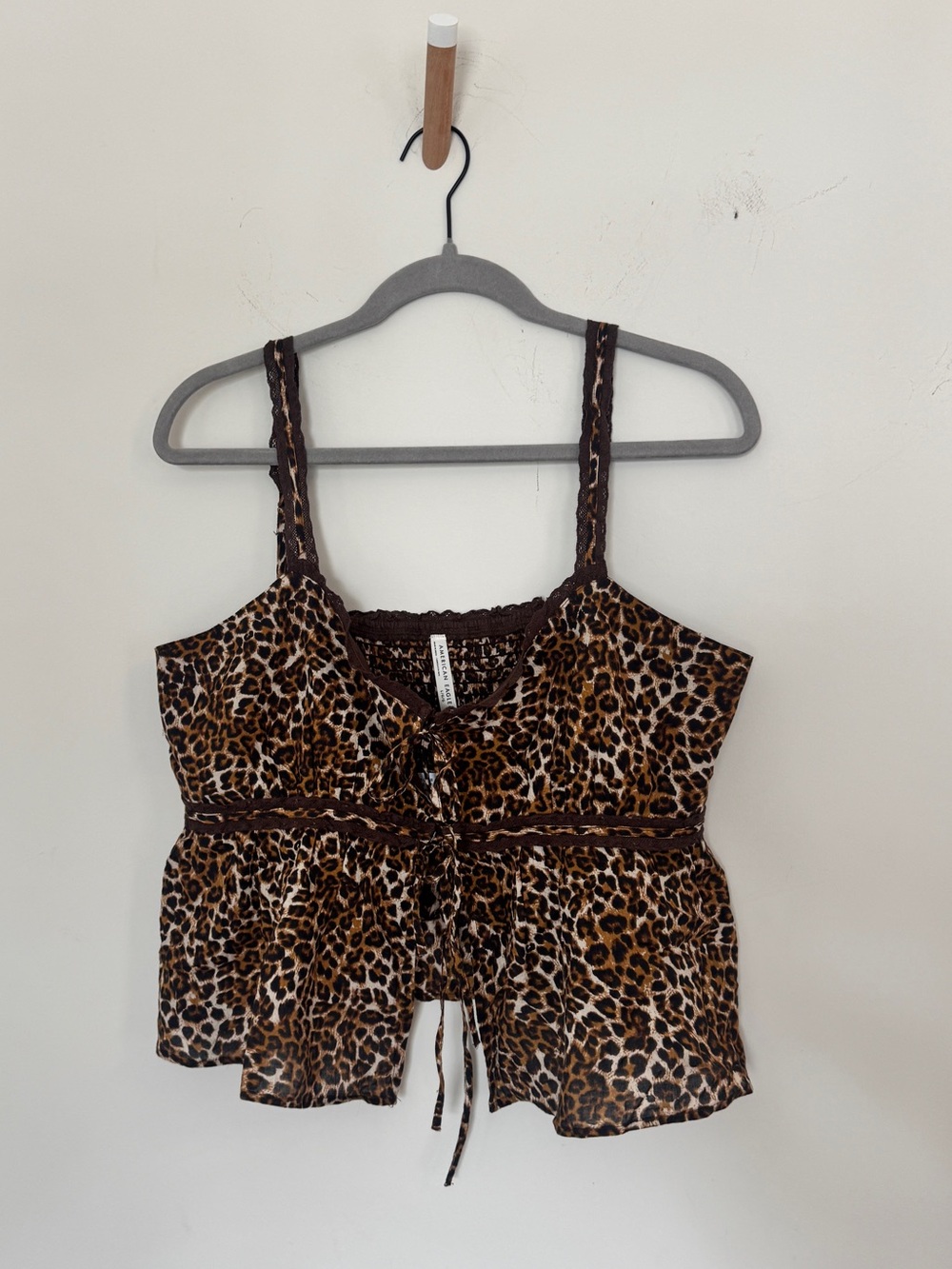 Leopard Print Tie-Front Tank Top - NWT American Eagle size L